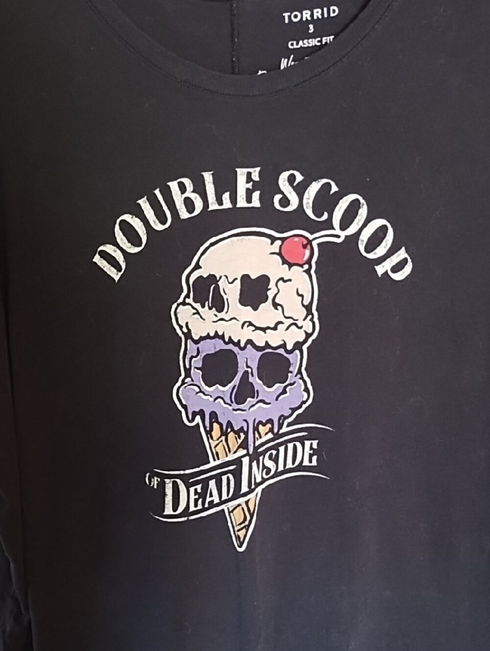 torrid Black Graphic Tee with Ice Cream Skull - Picture 2 of 3